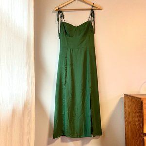 *SOLD* Front slit midi green medium bustier dress